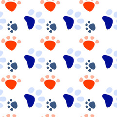 Fototapeta premium Vector seamless pattern with cat footprints. Can be used for wallpaper, web page background, surface textures.