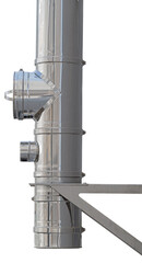 large industrial shiny metal pipe on white