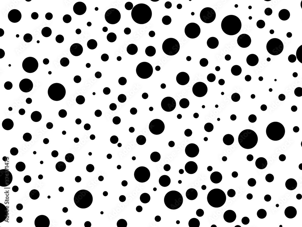 Aufkleber black circles of different sizes on a white background. 3d rendering