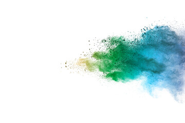 Colorful powder explosion on white background. 