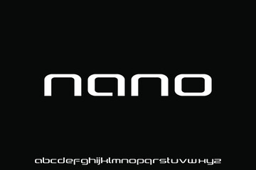 modern geometric sans serif futuristic font alphabet vector set	
