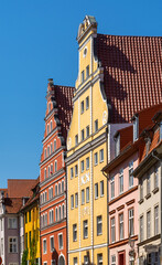 Fototapeta premium detail view of classic Stralsund old town city center house fronts