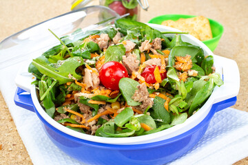 Tuna salad with arugula and tomatoes