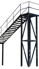 step black metal ladder on white