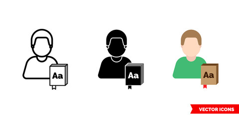 Translator interpreter icon of 3 types color, black and white, outline. Isolated vector sign symbol.