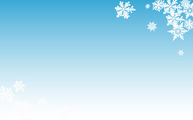 White Snowfall Panoramic Vector Blue Background. 