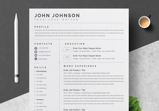 Minimalist Creative Resume and Cover Letter Layout
