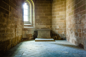 Inside the monastery of le Mont St. Michel, Normandy, France