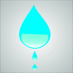 Sky Blue  water drop with gray background. Vector illustration