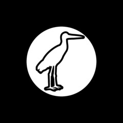 Stork icon isolated on dark background