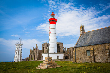 Lighthouse and old abbey of St. Mathieu in Brittany, France
