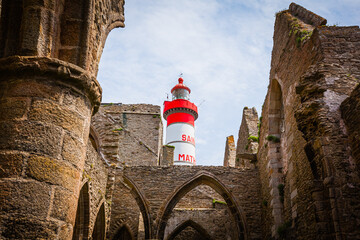 Lighthouse and old abbey of St. Mathieu in Brittany, France