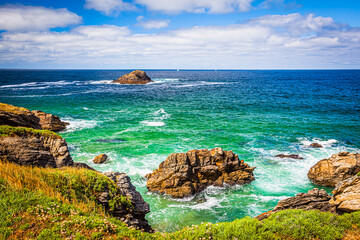 Cotes Sauvage, wild coast at the Quiberon peninsula in Brittany, France
