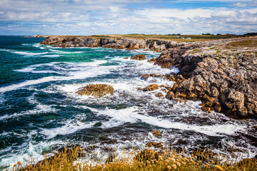 Cotes Sauvage, wild coast at the Quiberon peninsula in Brittany, France