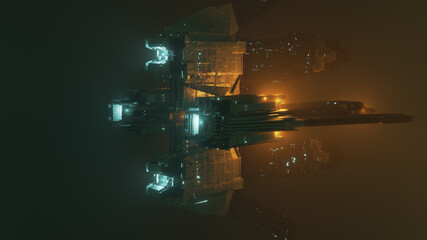 Science fiction space ship