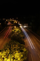 Highway light trail at night