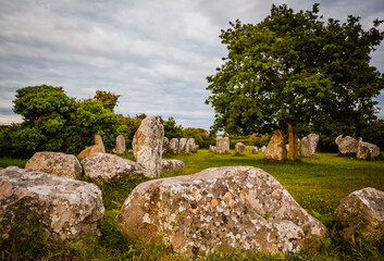 Prehistoric alignements near Erdeven in Brittany, France