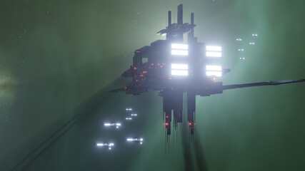 Fototapeta na wymiar Science fiction space ships