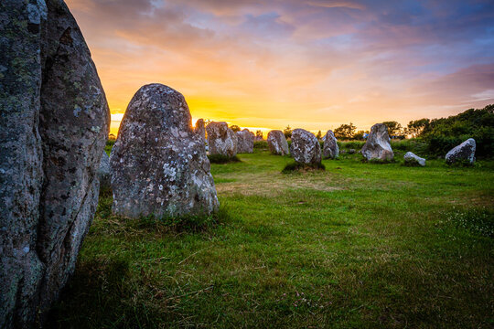 Prehistoric alignements near Erdeven in Brittany, France