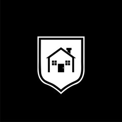 House under protection icon isolated on dark background
