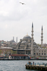 Fototapeta na wymiar Bósforo y mezquita de Yeni Cami en Estambul, Turquía