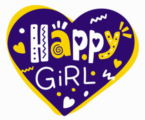 Fototapeta premium Vector girly poster with bright heart and header on white background
