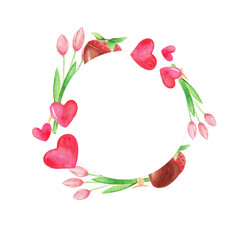 Watercolor  valentine's day frame