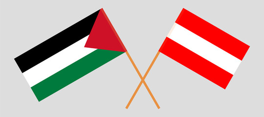 Crossed flags of Palestine and Austria