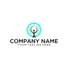 people tree icon with green leaves - eco concept vector. This graphic also represents environmental protection, nature conservation, eco friendly, renewable, sustainability, nature loving