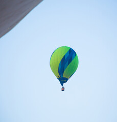 Big balloon flies against the sky