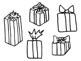 Christmas presents hand drawn design elements set