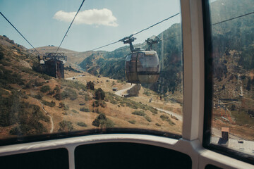 Mountain views from a cable car.