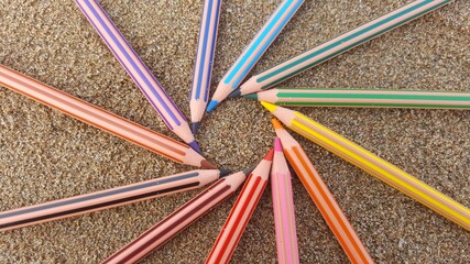 close up of colored pencils