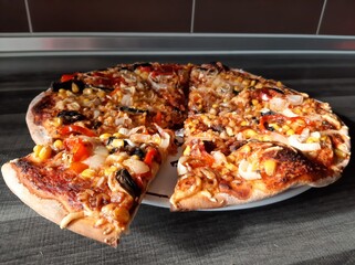 hot and delicious pizza