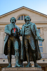Fototapeta na wymiar Weimar, Thuringia, Germany: monument of Goethe and Schiller