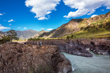 Mountain landscape with river Katun. Altai Republic