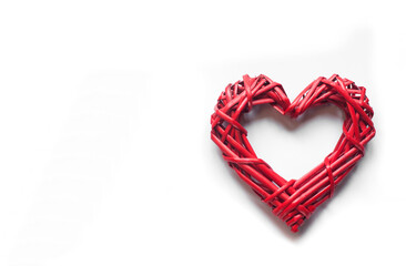 Red heart on a white background. Wedding postcard. St. Valentine's Day