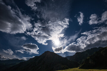 Mountain landscape with clouds. altai republic