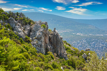 Fototapeta na wymiar High peak of mountaint in Greece, top view