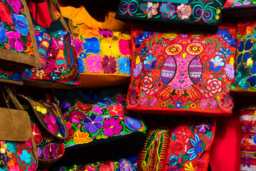 Handmade Mexican indigenous colorful bags