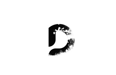D letter black and white icon logo. Alphabet for business and company with grunge vintage design
