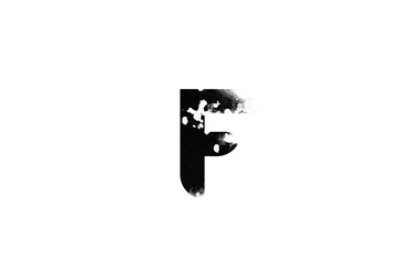 F letter black and white icon logo. Alphabet for business and company with grunge vintage design