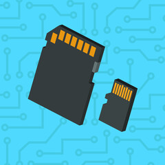 two memory cards on a blue background