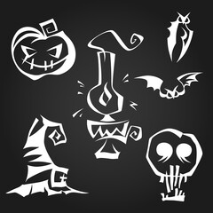 Hand drawn Halloween celebration design elements set