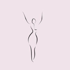 woman silhouette line illustration logo design