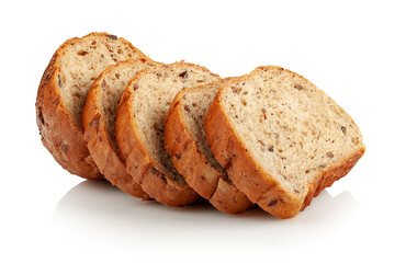 Slices of bread on a white background