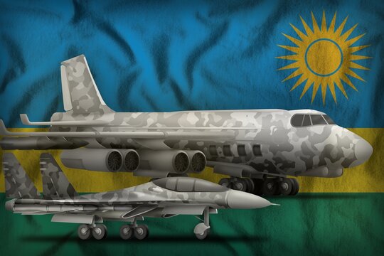 Rwanda Air Forces Concept On The State Flag Background. 3d Illustration