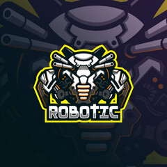 robotic mascot logo design vector with modern illustration concept style for badge, emblem and tshirt printing. robotic illustration for esport team.