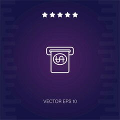 dollar bill from automated teller machine vector icon modern illustration