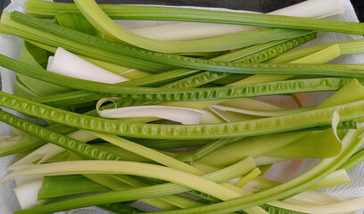 Leek and fresh celery stalks from the organic fair.